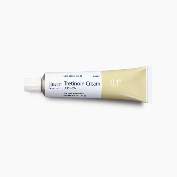 Tretinoin 0.1% cream tube.
