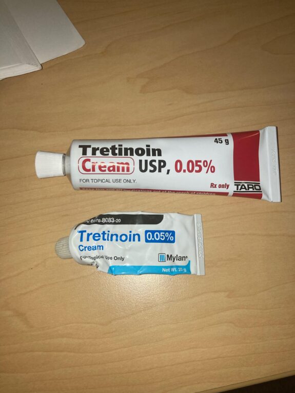 Tretinoin cream tube.