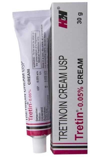 Tretinoin cream tube.