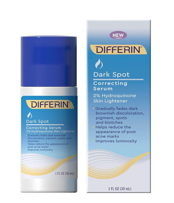 Hydroquinone Differin cream tube.