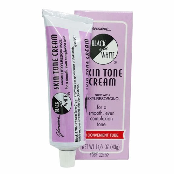 Black and white hydroquinone cream jar