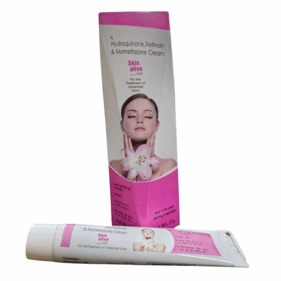 Hydroquinone Tretinoin Mometasone Cream, Skin Alive brand.