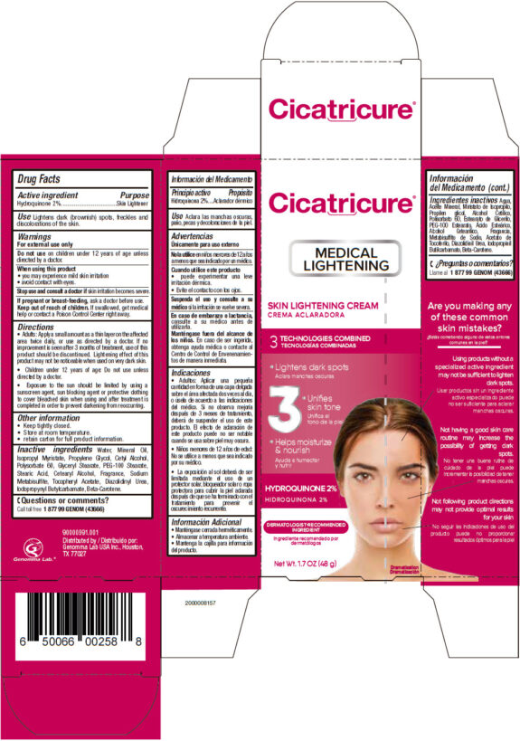 Cicatricure Hydroquinone cream, skincare product.