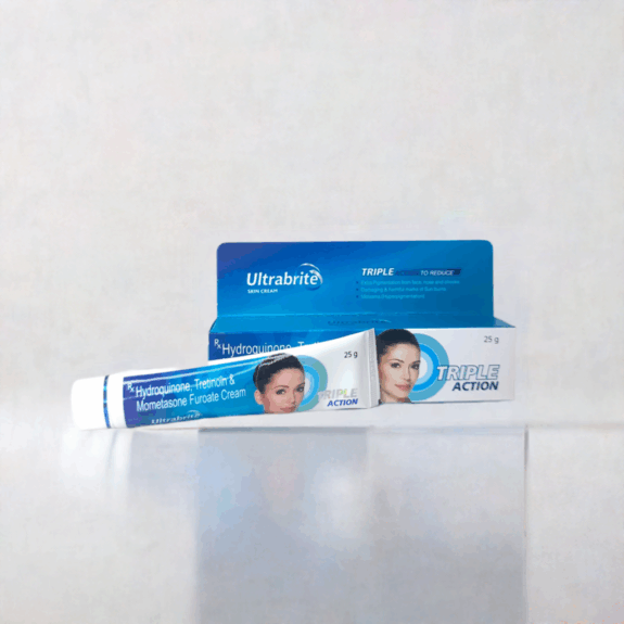 Hydrquinon tretinoin mometasone furoate cream, Ultrabrite brand.