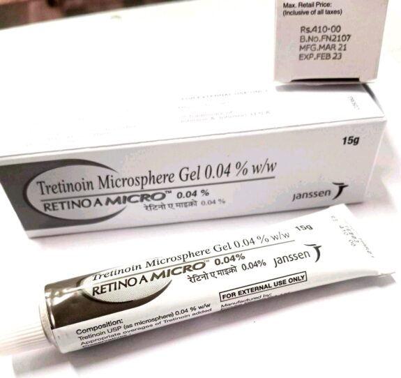 Tretinoin Micro 0.04% cream, skincare product.