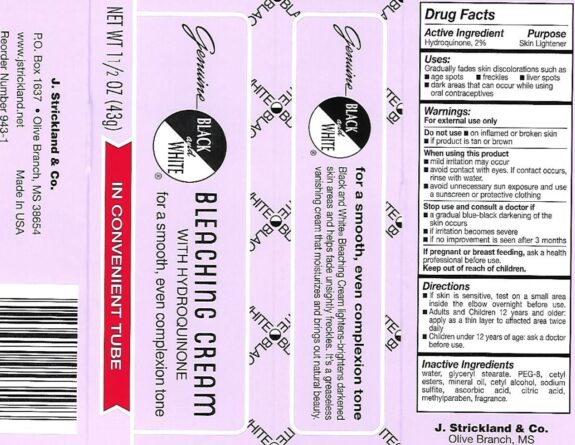 Black and white Hydroquinone skin lightening cream.