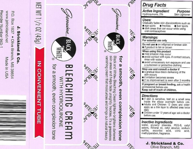 Black and white Hydroquinone skin lightening cream.