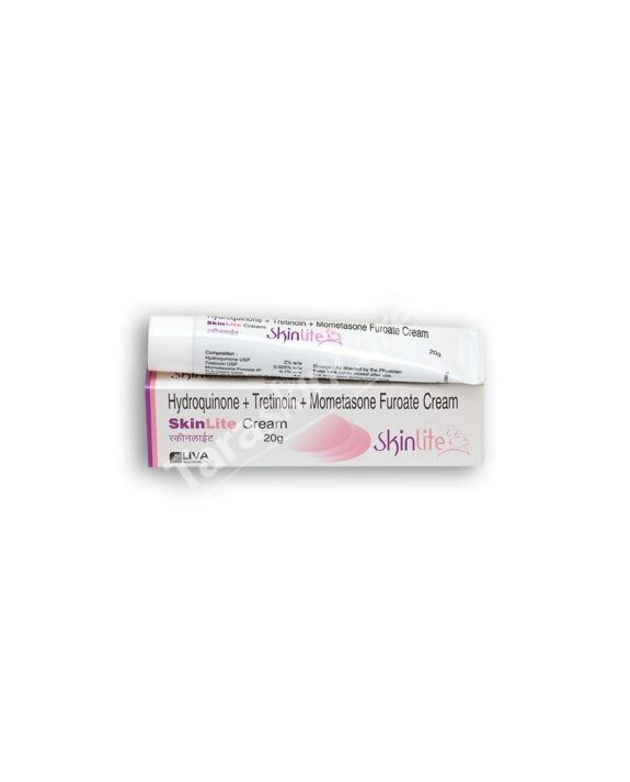 Triple combination cream: hydroquinone, tretinoin, mometasone furoate.