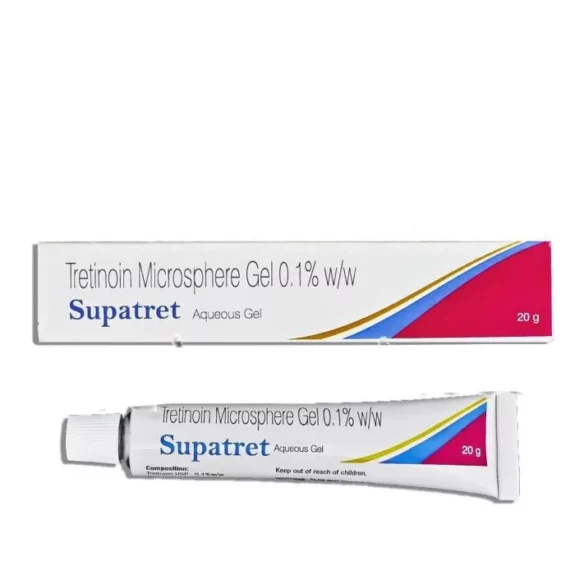 Supatret Microsphere Gel: Transparent gel in a container.